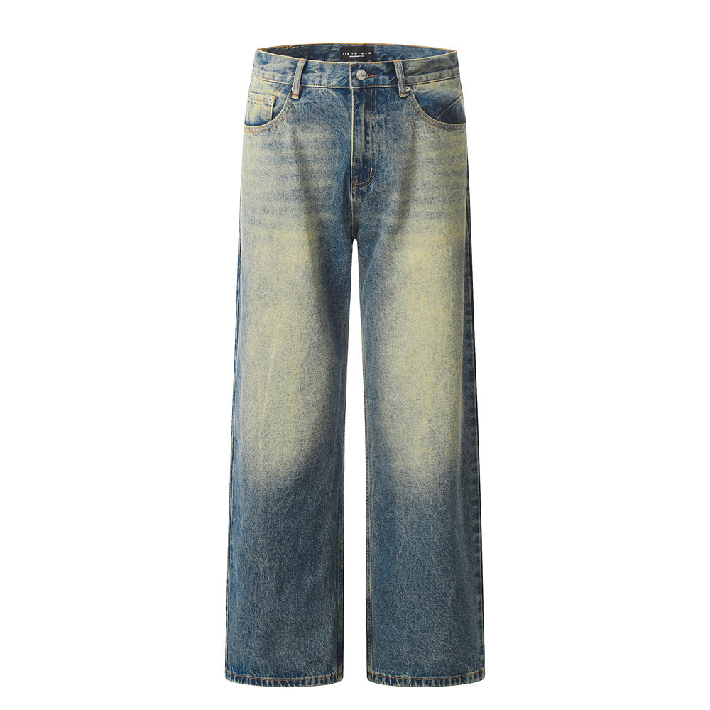 Distressed wide-leg jeans from Manarsh